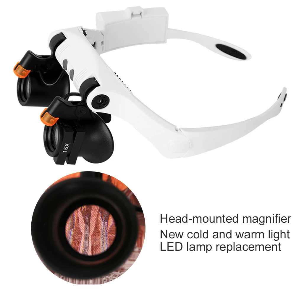 

Multi-function Magnifier Eye Glasses Double Lights Eye Glasses Headband Loupe Microscopes for Precision Parts Inspection