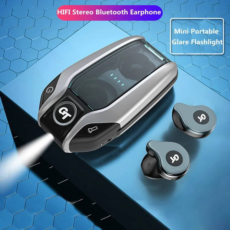 

Bluetooth 5.0 Earphones TWS Wireless Headphone with Mic Sports Waterproof Earbuds HiFi Bass Stereo Music Headset Mini Flashlight
