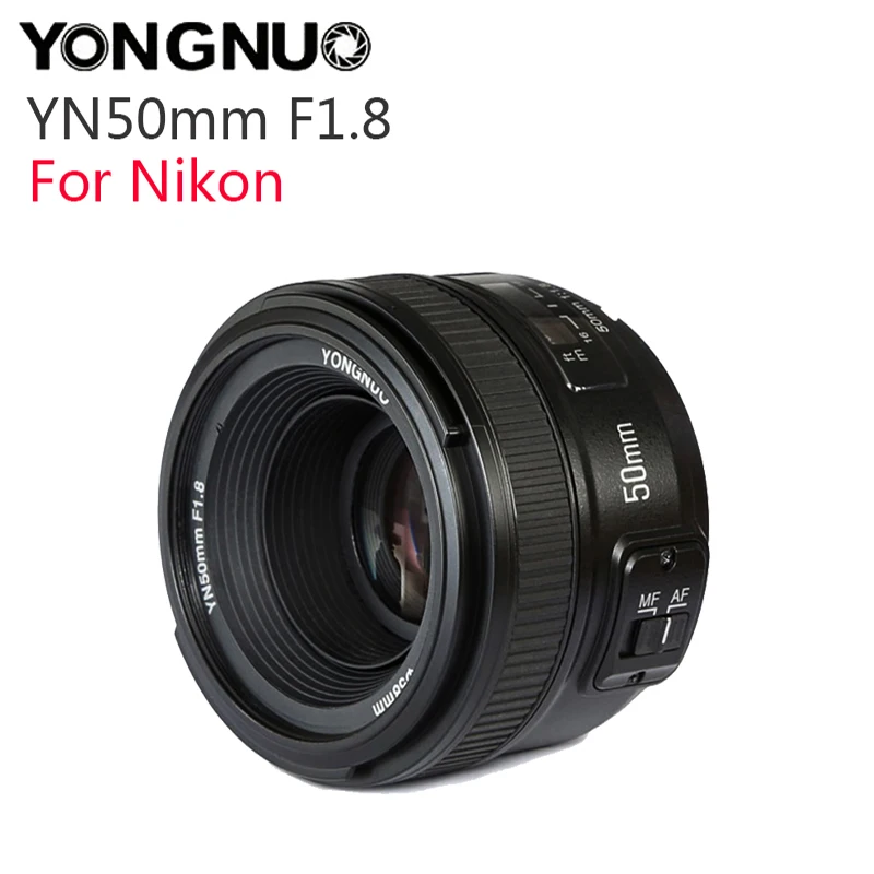 Светодиодная лампа для видеосъемки YONGNUO YN50mm F1.8 с фиксированным фокусным расстоянием большой апертурой Автофокус Объектив для Nikon D5300 D5200 D5100 D3300 D3200 D800 D700 D300 аксессуар для камеры DSLR