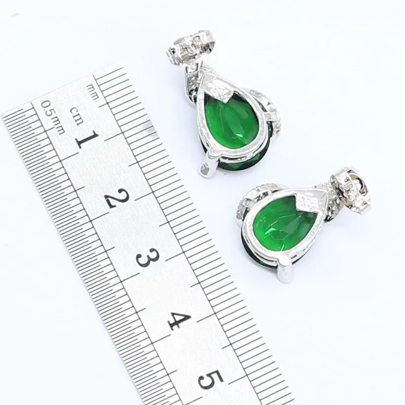 Зеленый полудрагоценный Серебряный цветной набор украшений для женщин