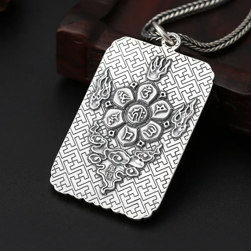 

Retro Solid Real 925 Silver Sterling Necklace vintage lucky Chinese guanyu horse amulet pendant necklace