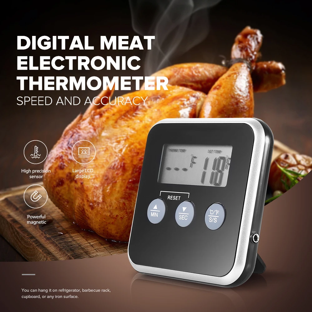 Цифровой кухонный термометр для мяса измеритель температуры с щупом из