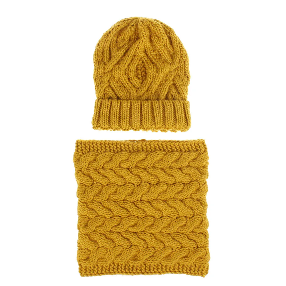 WELROG Winter Beanie Hat and Scarf Set for Women Autumn Casual Hat Ring Scarves Hat Knit Skullies Beanies Hats for Girls - Цвет: GINGER