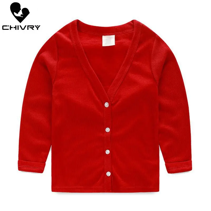 Chivry/Новинка г.; модный однотонный вязаный кардиган для мальчиков и девочек; свитер; детские свитера; весенне-осенняя верхняя одежда; Cargidans