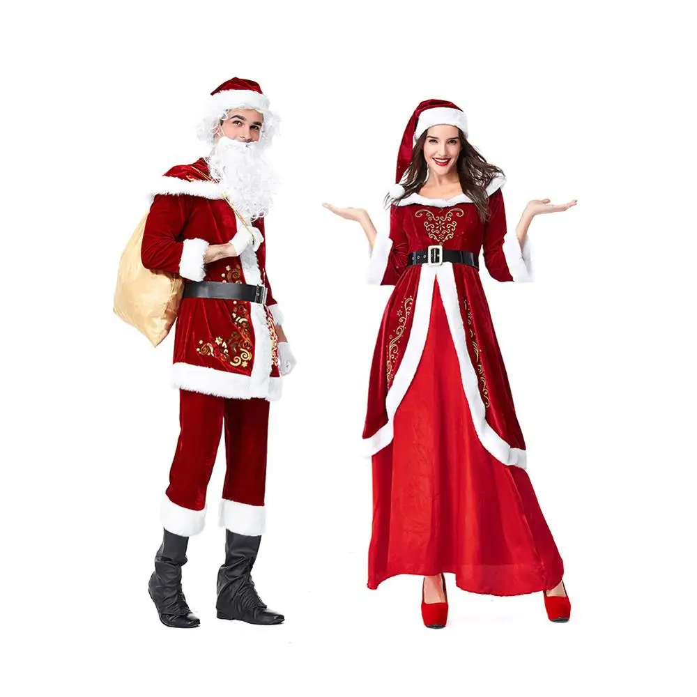 2019 New Christmas Court Wind Couple Male Female Adult Santa Costume Princess Dress | Тематическая одежда и униформа