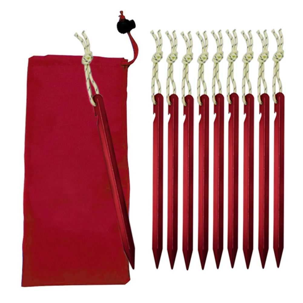 

10pcs 18.5cm Tent Nails Aluminium Alloy Stake Stake Rope Fixing Ground Tent Nail Traveling Camping Hiking Equipment