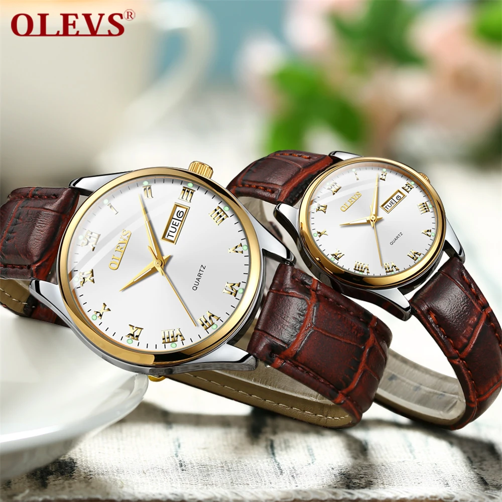 

OLEVS Waterproof Fashion Couple Watch Simple Quartz Wristwatch Couple Gift Top Brand Luxury Classic Lovers Watches