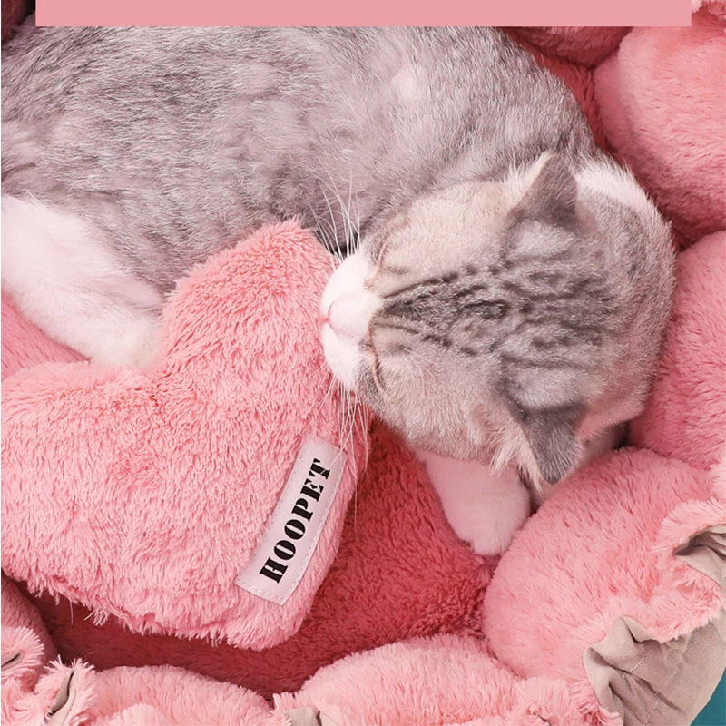 Детская кровать для кошек мягкая длинная плюшевая двойного назначения РОЗОВОЕ