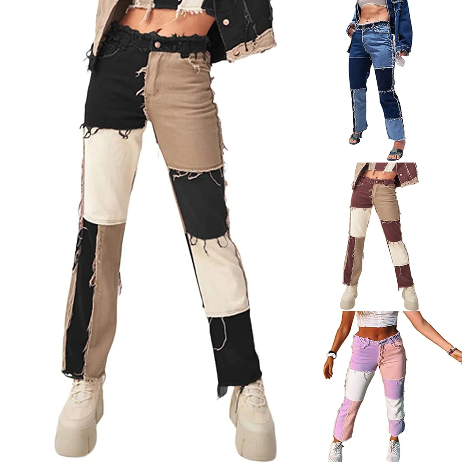 Модные сексуальные женские джинсы повседневные с завышенной талией рваные