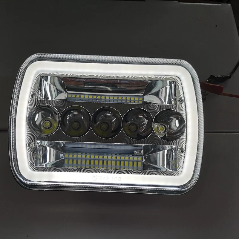 

7X6 LED Headlights 5X7 LED Headlight with Turn Signal DRL White Halo Sealed Beam for Jeep Wrangler YJ Cherokee