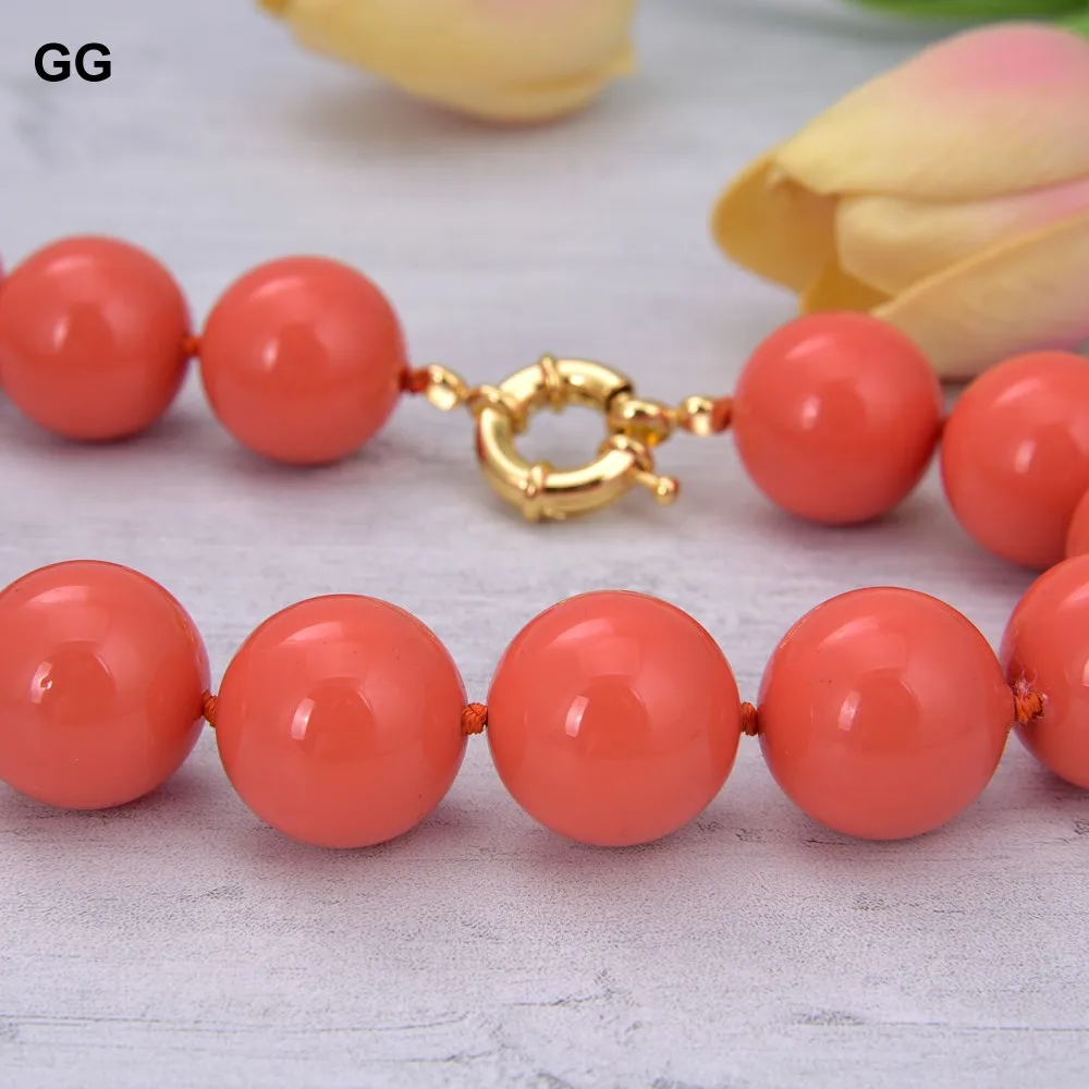

GG Jewelry Natural 18" Huge 20mm Orange Sea Shell Pearl Necklace Lady Jewelry