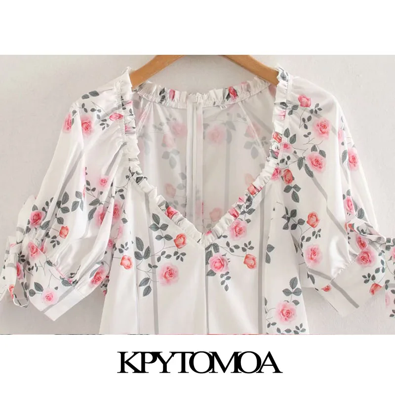 KPYTOMOA женское 2021 шикарное модное мини-платье с цветочным принтом и оборками