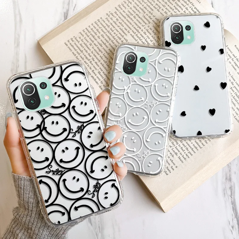 Soft Case For Xiaomi Mi 11 Lite Case For Xiaomi Redmi Note 10 9 8 Pro 11T 8T 7 9S 10S 9Pro 11S 10T Ultra Cute Funny Smile Cases