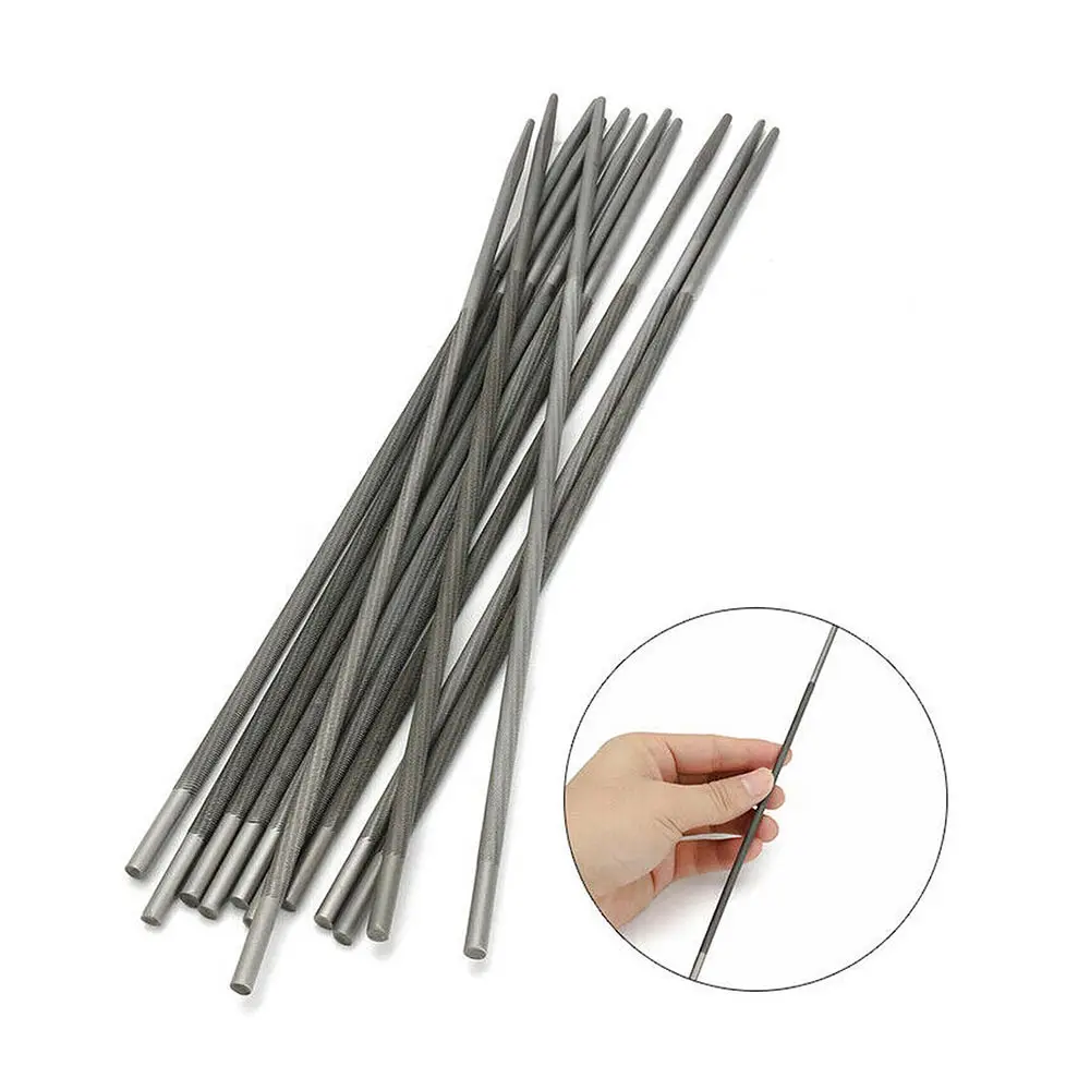 

12pcs 4mm Round Steel Bearing Steel Chainsaw Sharpening Woodworking Chain Saw File Metalworking Tools 5/32in