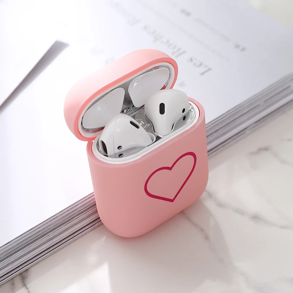 Жесткий чехол с матовым рисунком для Apple Airpods 2 1 Наушники матовый противоударный чехол для AirPods 2 1 пара Smile Love Coque