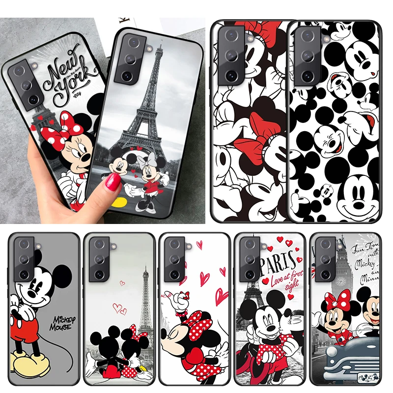 

For Samsung Galaxy S21 S20 FE S22 Ultra Pro Lite S10 5G S10E S9 S8 Plus Soft TPU Mickey Minnie in London Black Phone Case