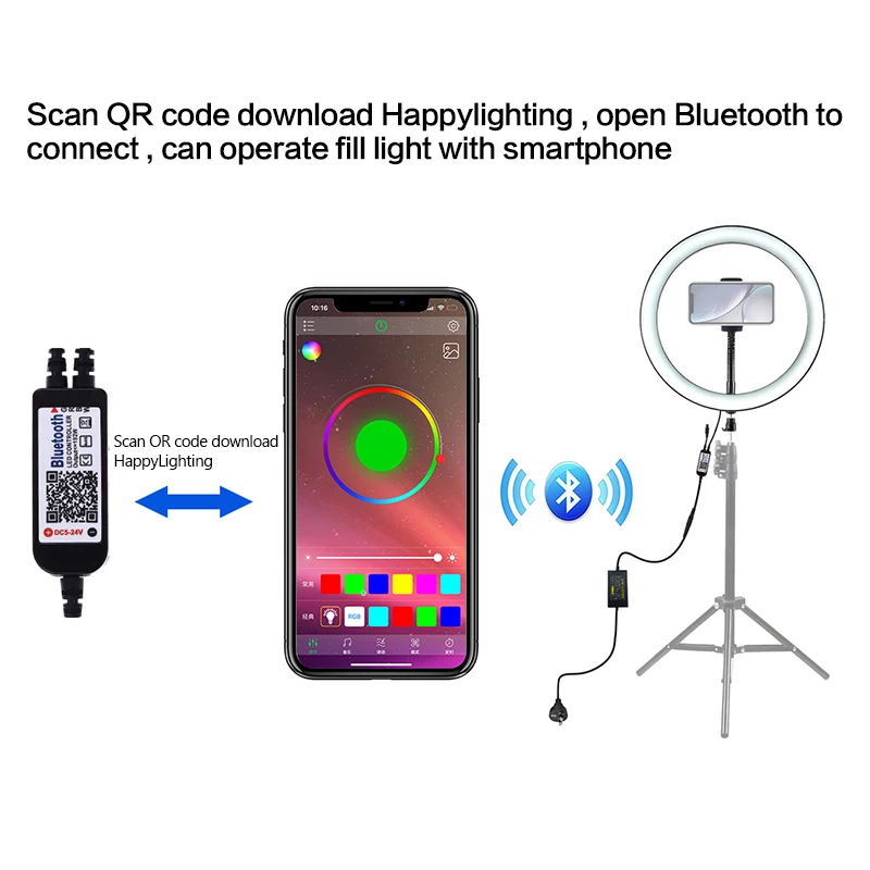 Светодиодный кольцевой светильник для фотостудии 12 дюймов светодиодный RGB с