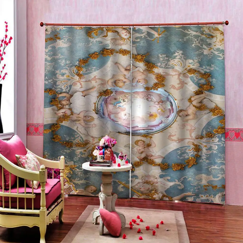 Европейские 3D занавески на окно для гостиной спальни с изображением ангелов