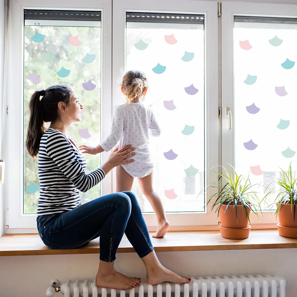 48 шт. в виде рыбьей чешуи наклейки на стену с геометрическим принтом украшения