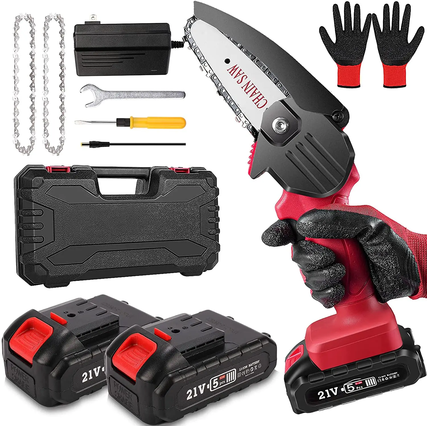 

Mini Chainsaw, Cordless Portable Electric Chainsaw with 2 Battery and Chain, 4-Inch Handheld Metal wall plate