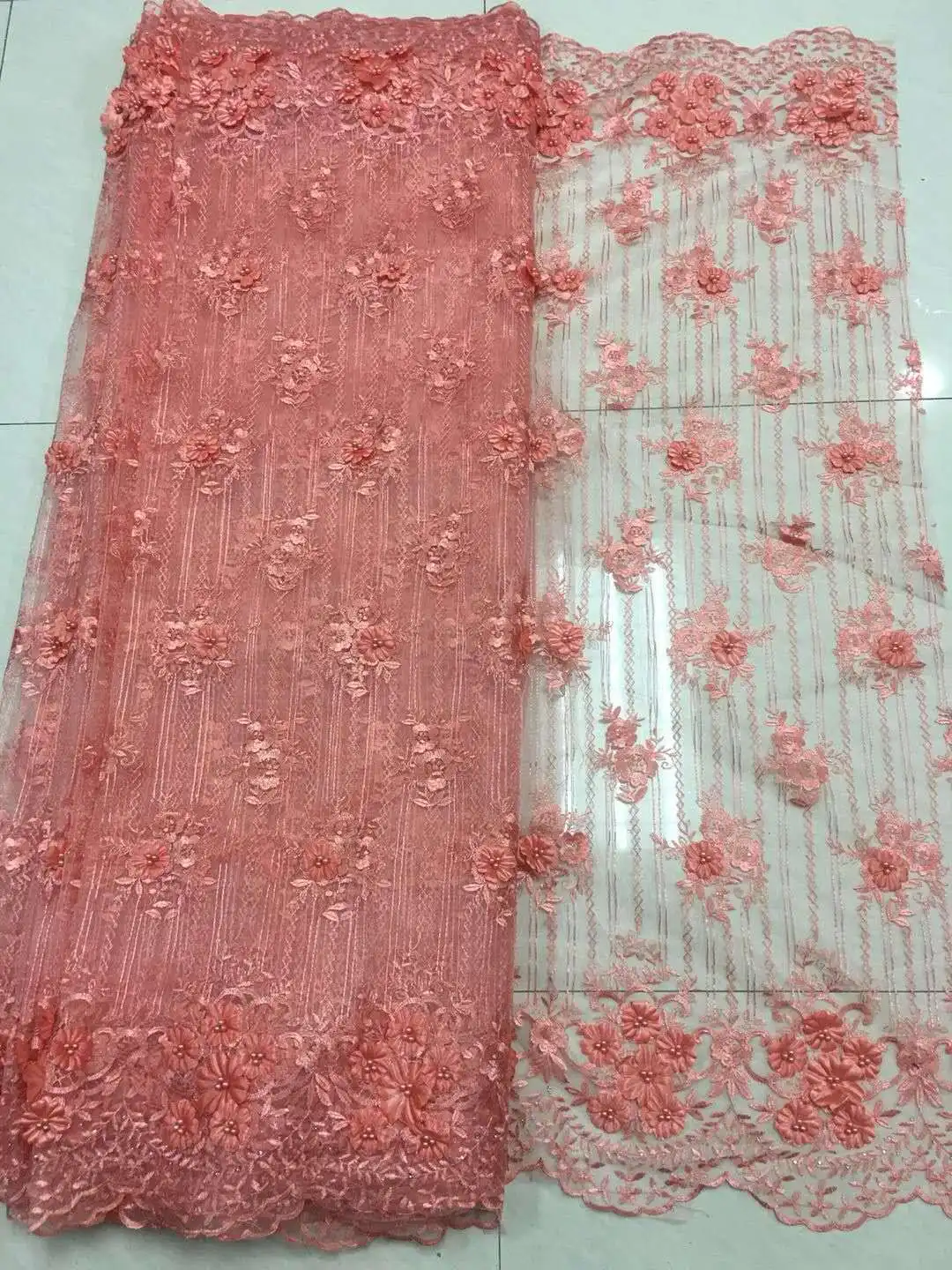 Горячая Распродажа 2019 французское кружево 3D розовое нигерийское Сетчатое ткань