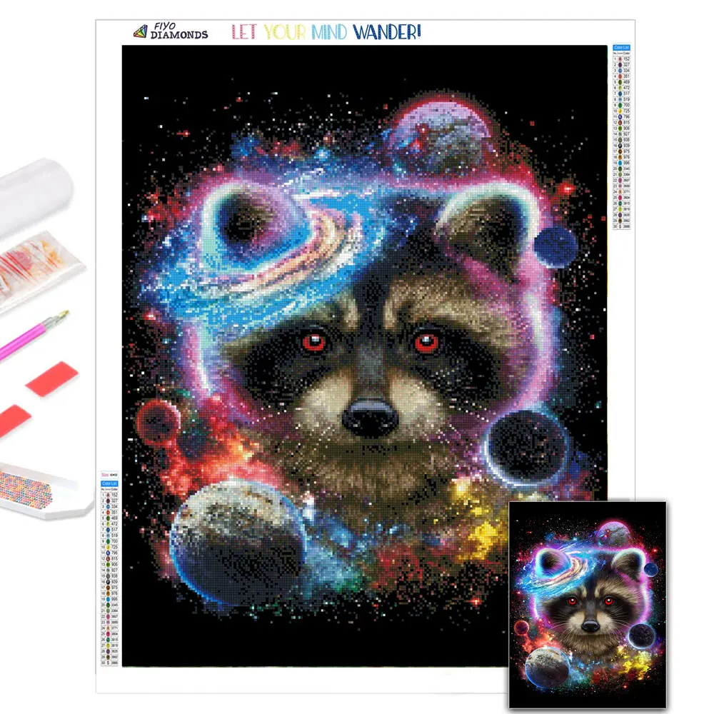 

DIY 5D Diamond Painting Raccoon Planet Picture Mosaic Full Diamond Embroidery Cross Stitch Set Home Decoration aлмазная mозаика