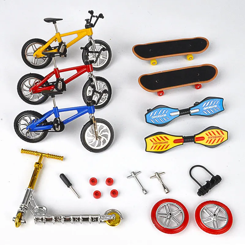 

Mini Finger Skateboarding Fingerboard BMX Bicycle Set Fun Skate Boards Mini Bikes Toys For Children Boys Kids Gifts Color Random