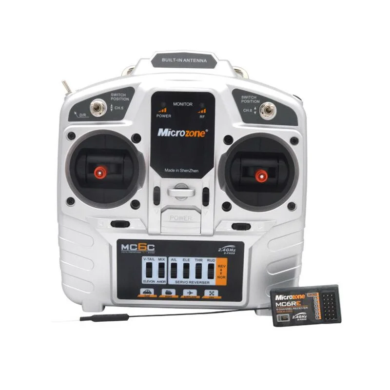 MicroZone MC6C Model Aircraft Remote Control With 2.4G Receiver  For SU27 Fixed Wing Aircraft Through The 4 Axis KT Board Machin