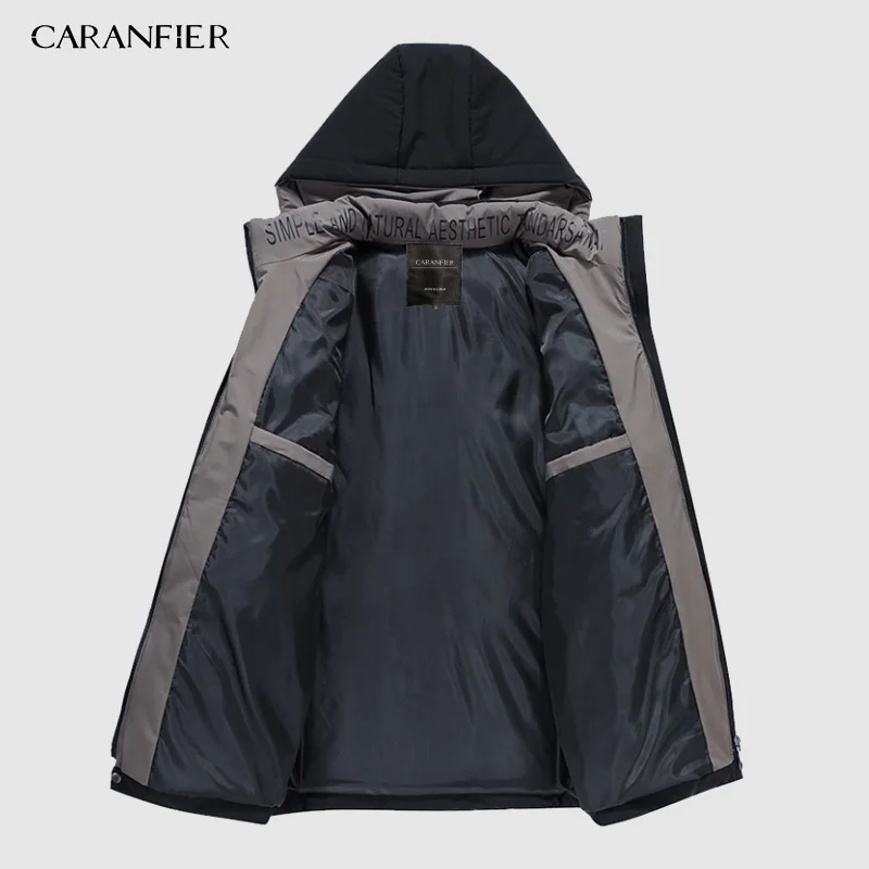 CARANFIER/зимнее пальто, Мужская ветровка с меховым капюшоном, утепленная куртка, Мужская Уличная одежда в стиле хип-хоп, военные тренчи, длинная парка XXXL 4XL