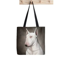 2021 shopper bull terrier dog tote bag painted women harajuku shopper handbag girl shoulder shopping bag lady canvas bag