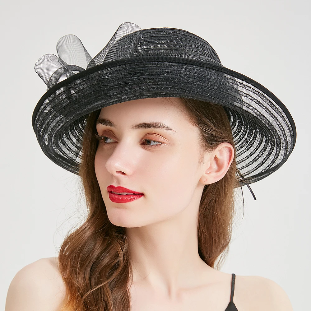 Женская Соломенная шляпка-бантик Fedoras элегантная королевская Свадебная шляпка