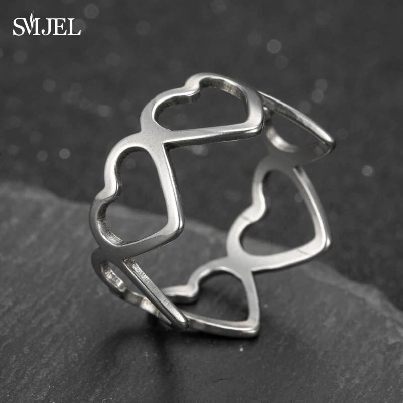 Женское кольцо из нержавеющей стали, открытые Свадебные кольца с геометрическим рисунком, кольца для влюбленных, оптовая продажа Женское кольцо из нержавеющей стали, открытые Свадебные кольца с геометрическим рисунком, кольца для влюбленных, оптовая продажа