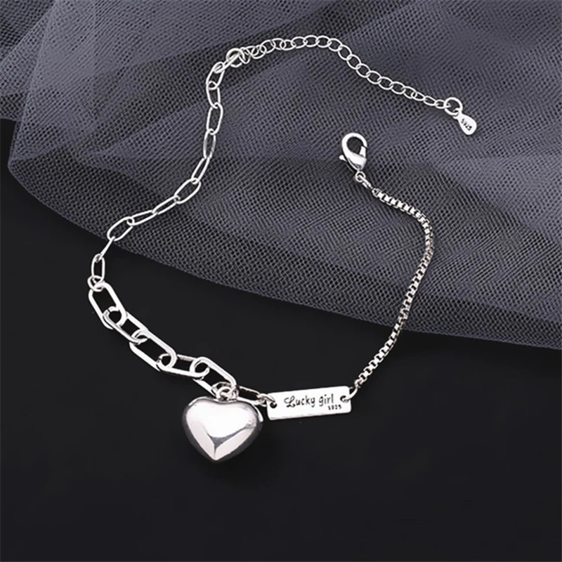 Новые модные панк Рок Стиль любовь сердца и буквы лаки для девочек браслеты