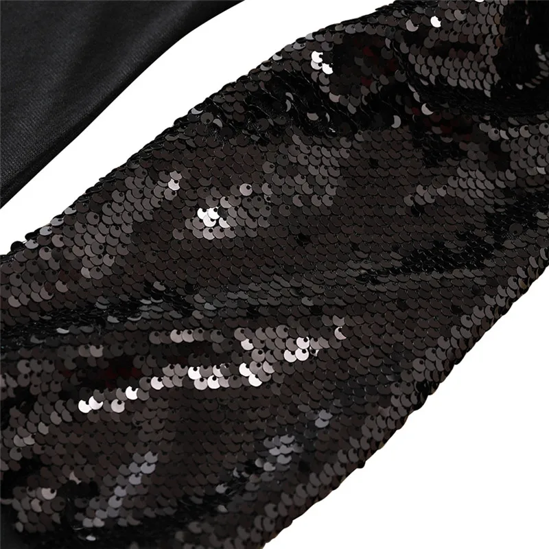 Women Sequined Knitted Sweater Loose Turtleneck Sequins Beading Pullovers For Winter Thick Black Sweatshirt Tops | Женская одежда