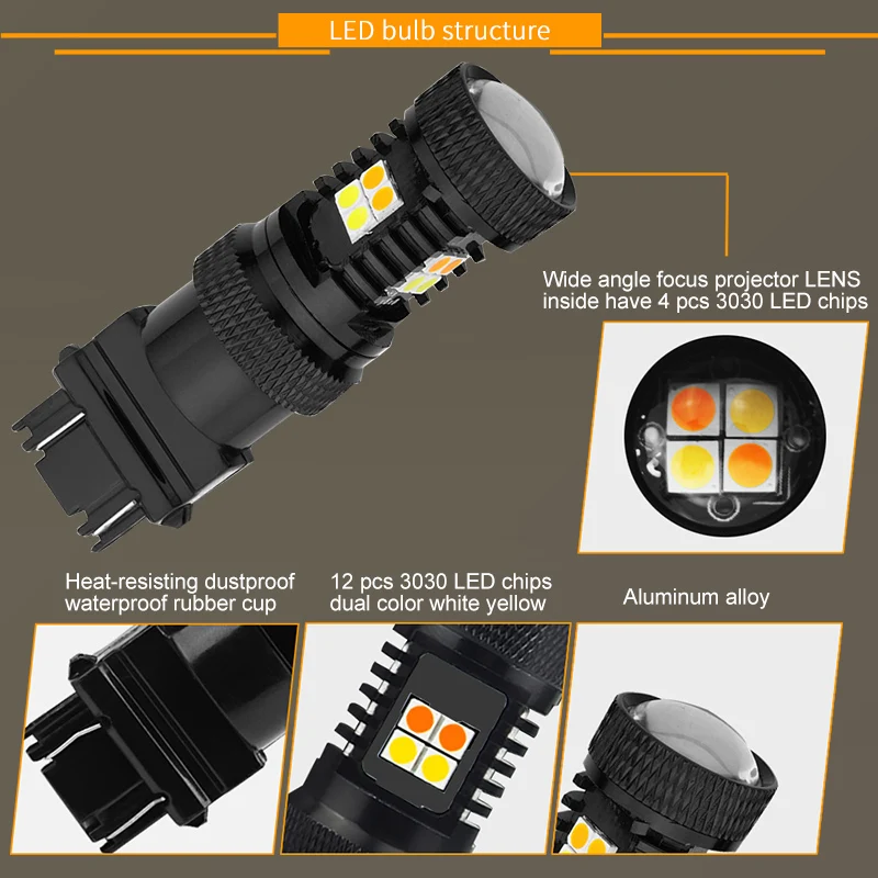 Пара двухцветный белый дневной светильник для бега желтый переключающий s 1157 3157
