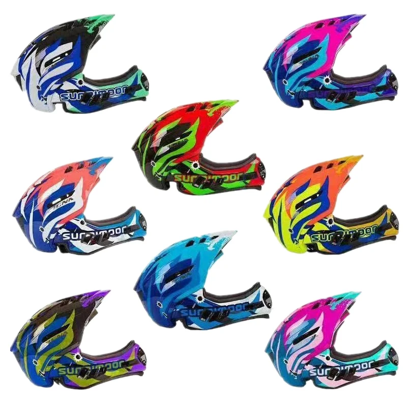 Детский велосипедный шлем съемный на все лицо для горных велосипедов BMX