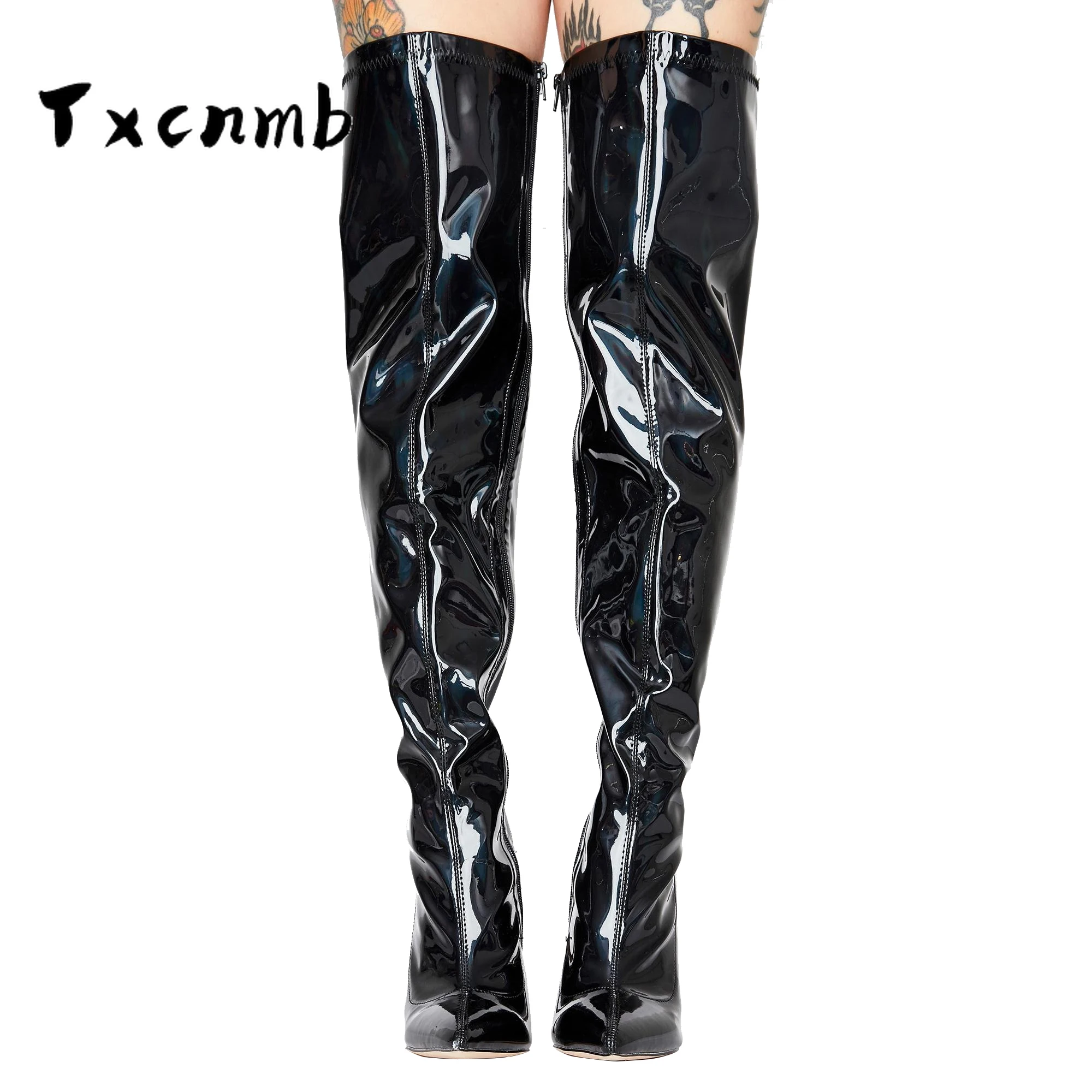 

TXCNMB 2020 Hot sale women boots autumn winter over the knee boots Genuine leather round toe flock leather thigh high boots