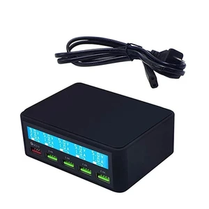 qc 3 0 quick charger portable multi 5 port usb lcd display 50w fast carregador for iphone xiaomi huawei power bank free global shipping
