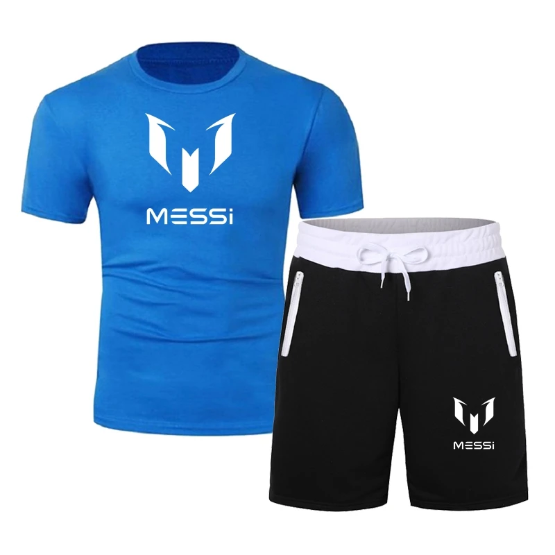

Summer Hot Sale Men's Sets T Shirts+Shorts Two Pieces Messi Print Sets Casual Tracksuit Male 2019 Casual Tshirts Men Tops