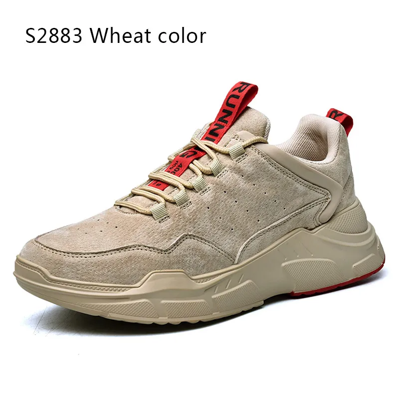 S2883-Wheat color SUROM Flyknit кроссовки Мужские дышащие легкие сетчатые мужская обувь повседневная черная Уличная обувь на шнуровке Zapatillas Tenis Masculino Adulto - Цвет: S2883-Wheat color