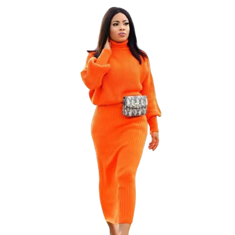 2019 осень зима женский свитер комплект из 2 предметов Женский пуловер платье