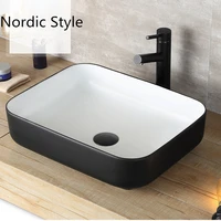 hot sale bathroom sinks ceramic wash basin sink white lavabo black washbasin rectangular basin hotel toilet basin ceramic sink