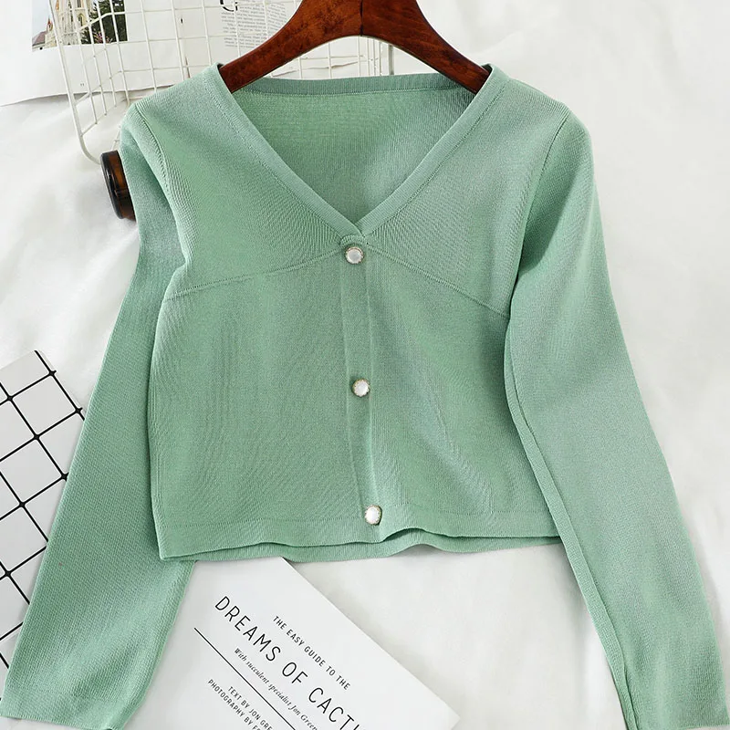 Gagarich Women Casual Sweater Ins Korean Style Simple V-neck Slim Short All-match Bottoming Fashion Female Knitwear Pullover | Женская