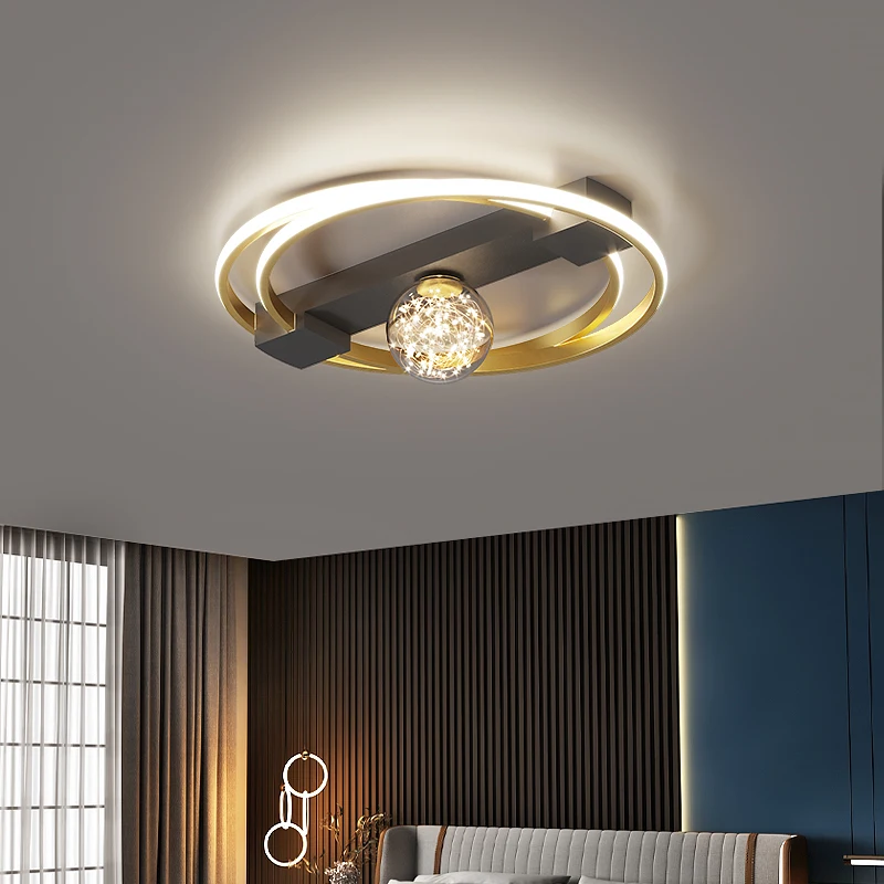 

Black&Gold Lamp LED Home Design Fixture Modern Ceiling Light For Living Dining Room Decoration Minimalist Lustre Lumianire