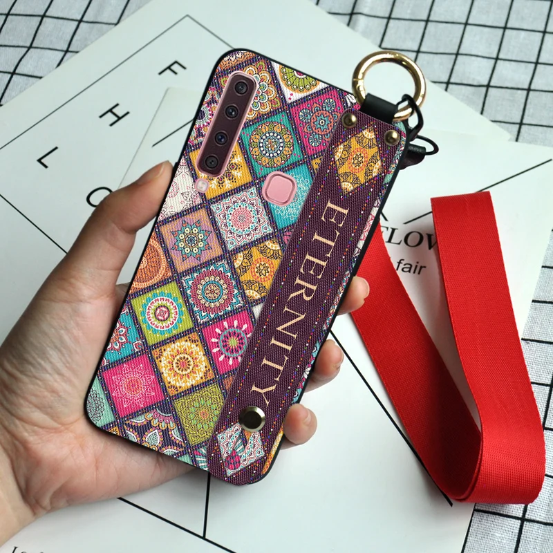 With Strap Чехол для телефона с ремешком на запястье для samsung Galaxy J4 J6 J8 Роскошный чехол на шею для samsung A5 A6 A7 A9 A8 Plus задняя крышка - Цвет: With Strap