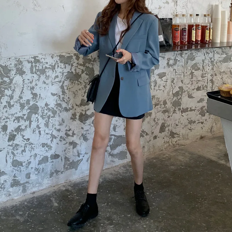 

Deivor chic suit coat women's single breasted simple relaxed casual suit autumn