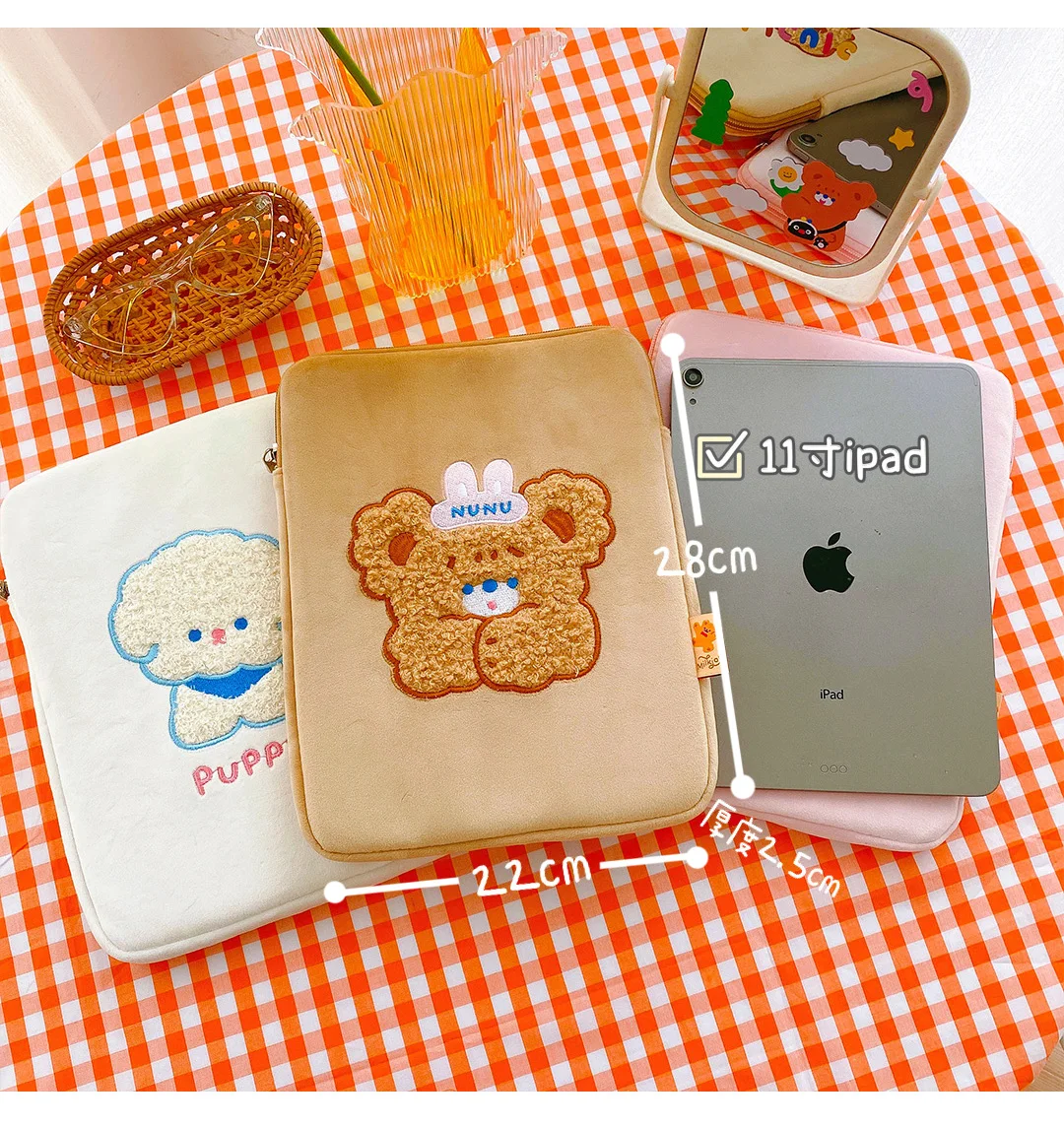 

Milkjoy Bear IPAD Air Case 11 inch Laptop Sleeve Korean Cute Rabbit Thick Tablet Protective Inner Bag Pouch