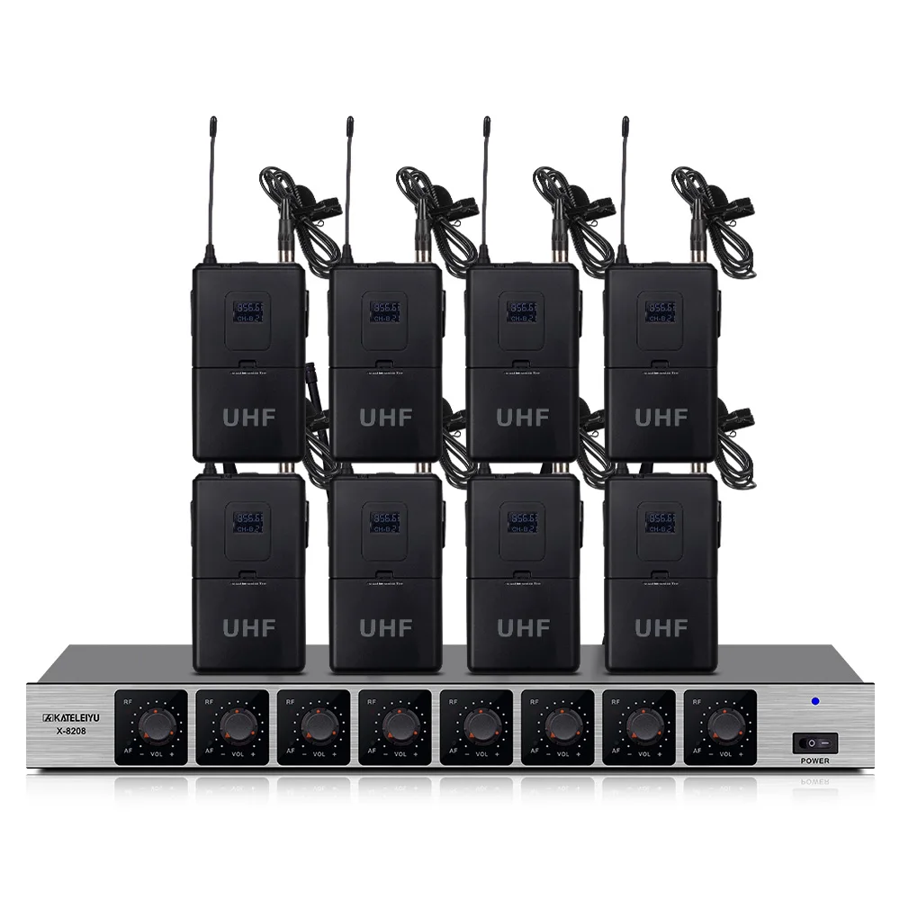 8-lavalier Профессиональный X-8208 UHF Ручной микрофон 8 каналов комплект для большой конференц-конференции сценический аудио выход Высокая антипомехи - Цвет: 8-lavalier