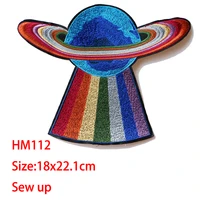 cartoon decorative patch ufoearth icon embroidered applique patches for diy iron on badges stickers on backpackthe clothes