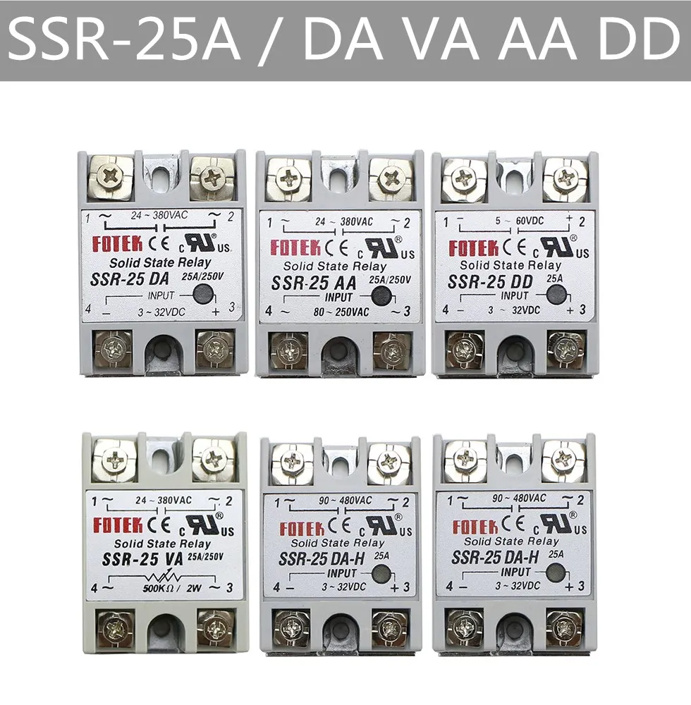 Твердотельное реле SSR-25VA SSR-25DA 1SSR-25DD SSR-25AA SSR-25AA-H AC Rele источник питания |